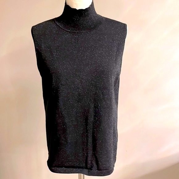 Additions by CHICOS Black SPARKLE MOCK neck sleeveless tank top Chico 3 (reg XL) - Picture 2 of 9